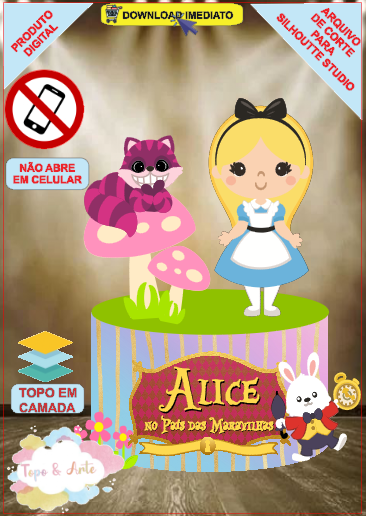 ARQUIVO de Corte Topo de Bolo Alice no Pais das Maravilhas - 18