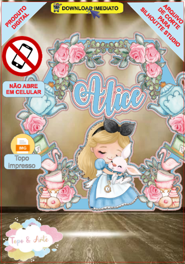 ARQUIVO de Corte Topo de Bolo Alice no Pais das Maravilhas - 20
