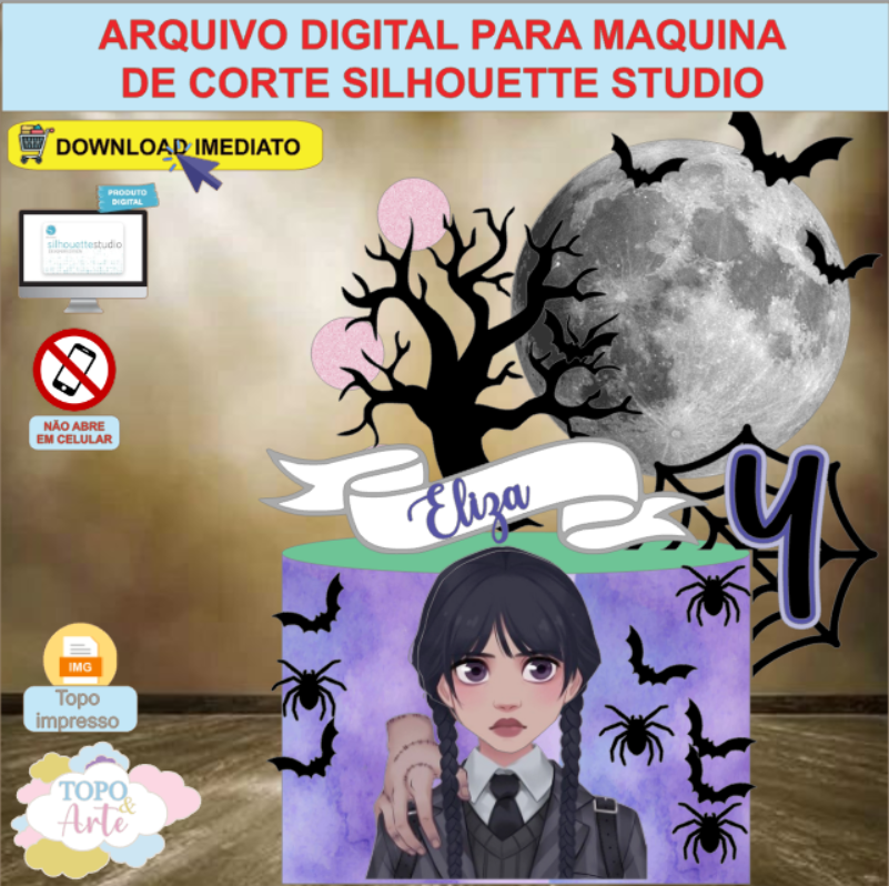 ARQUIVO de Corte Topo de Bolo Wandinha Addams - 23