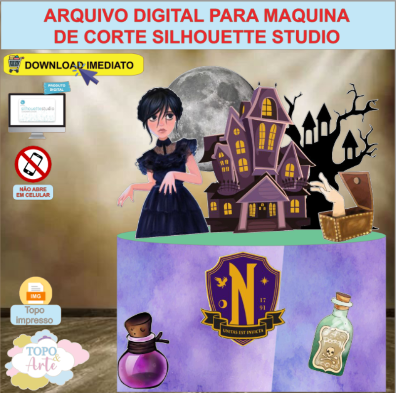 ARQUIVO de Corte Topo de Bolo Wandinha Addams - 24