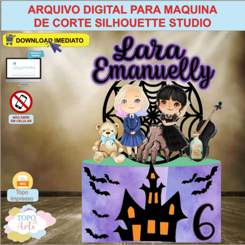 ARQUIVO de Corte Topo de Bolo Wandinha Addams - 25