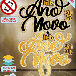 ARQUIVO de Corte Topo de Bolo Festa Feliz Ano Novo - 15