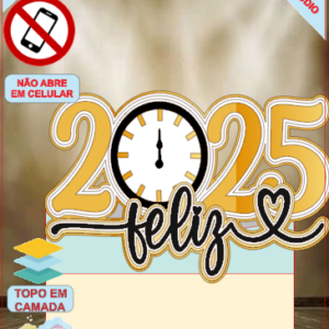 ARQUIVO de Corte Topo de Bolo Festa Feliz Ano Novo - 18