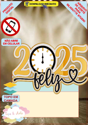 ARQUIVO de Corte Topo de Bolo Festa Feliz Ano Novo - 18