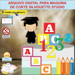 ARQUIVO de Corte Topo de Bolo ABC Formatura Menino - 37