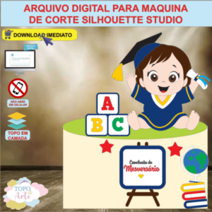 ARQUIVO de Corte Topo de Bolo ABC Formatura Mesversario Menina - 34