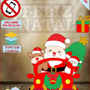 ARQUIVO de Corte Topo de Bolo Papai Noel de Carro de Natal - 118