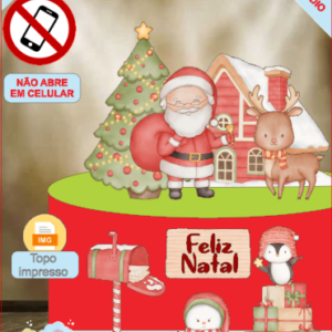 ARQUIVO de Corte Topo de Bolo Papai Noel de Natal - 123