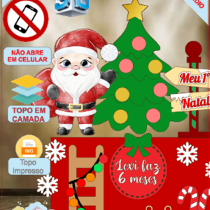 ARQUIVO de Corte Topo de Bolo Papai Noel de Natal com caixa 3D - 120