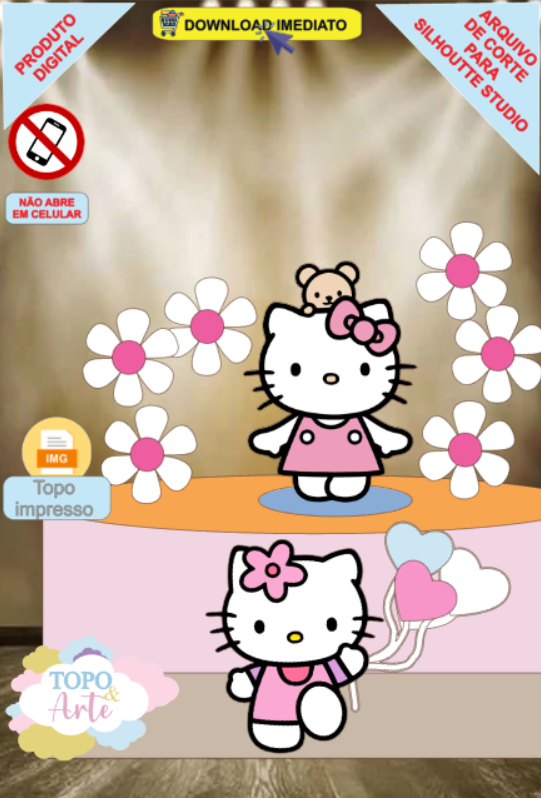 ARQUIVO de Corte Topo de Bolo Hello Kitty - 01