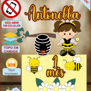 ARQUIVO de Corte Topo de Bolo  Menina Abelha Abelhinha - 27