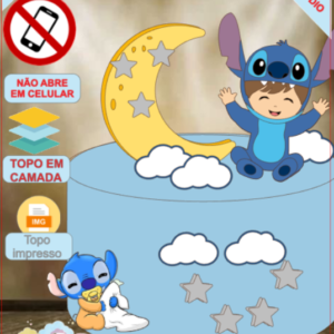 ARQUIVO de Corte Topo de Bolo  Festa do Pijama do Stitch - 28