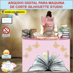 ARQUIVO de Corte Topo de Bolo Menina Lendo Livro - 03
