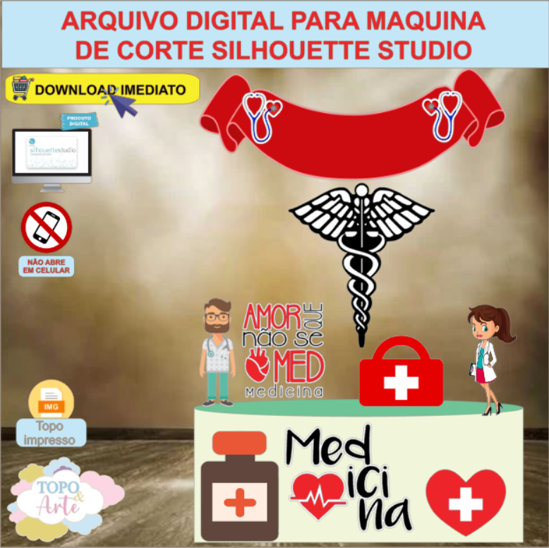 ARQUIVO de Corte Topo de Bolo Profissao Enfermagem Enfermeira - 01