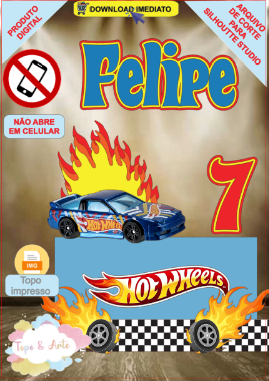 ARQUIVO de Corte Topo de Bolo Hot Wheels - 03
