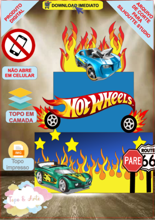 ARQUIVO de Corte Topo de Bolo Hot Wheels - 04