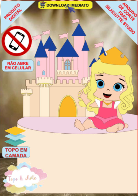 ARQUIVO de Corte Topo de Bolo Aurora Bela Adormecida - 04