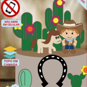 ARQUIVO de Corte Topo de Bolo Country Cowboy Menino - 01
