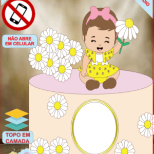 ARQUIVO de Corte Topo de Bolo  Menina Margarida Primavera - 02