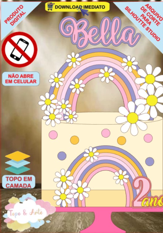 ARQUIVO de Corte Topo de Bolo Menina Margarida Primavera - 03