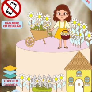 ARQUIVO de Corte Topo de Bolo  Menina Margarida Primavera - 05