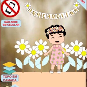 ARQUIVO de Corte Topo de Bolo  Menina Margarida Primavera - 07
