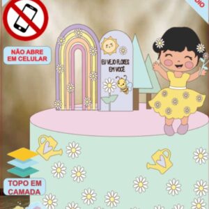 ARQUIVO de Corte Topo de Bolo  Menina Margarida Primavera - 09