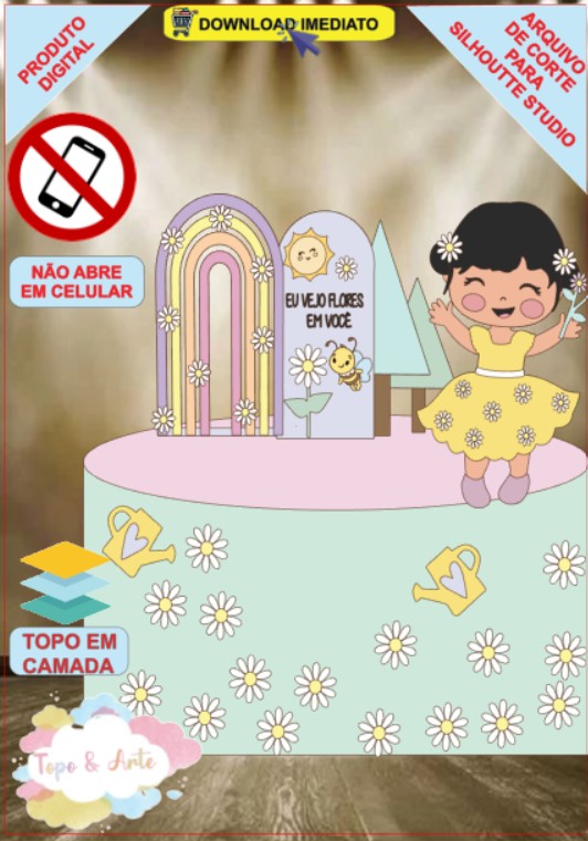 ARQUIVO de Corte Topo de Bolo Menina Margarida Primavera - 09