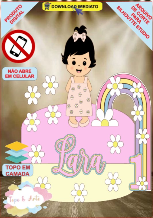 ARQUIVO de Corte Topo de Bolo Menina Margarida Primavera - 10