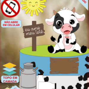 ARQUIVO de Corte Topo de Bolo  Vaca Vaquinha Eu Amo Tete - 30