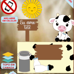 ARQUIVO de Corte Topo de Bolo  Vaca Vaquinha Eu Amo Tete - 31