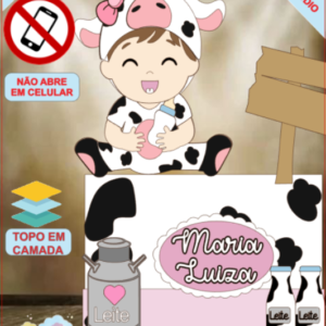 ARQUIVO de Corte Topo de Bolo  Vaca Vaquinha Eu Amo Tete - 35