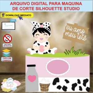 ARQUIVO de Corte Topo de Bolo Vaca Vaquinha Menina - 34