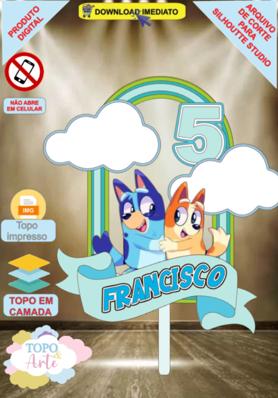 ARQUIVO de Corte Topo de Bolo Bluey - 02