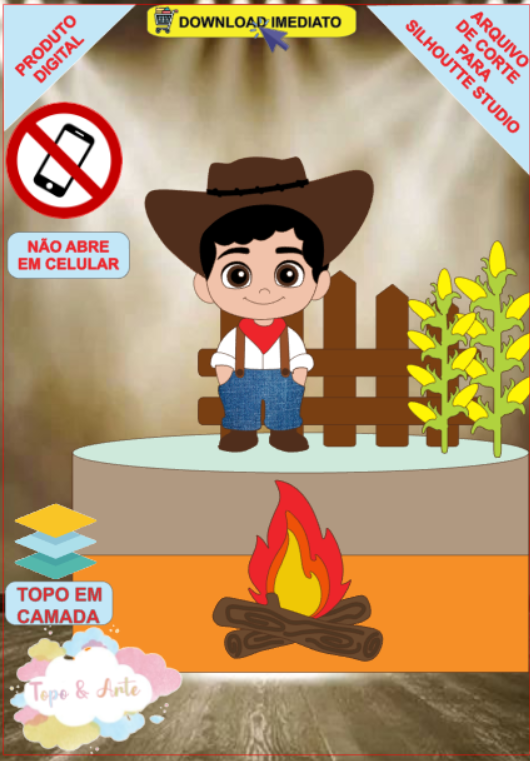 ARQUIVO de Corte Topo de Bolo Country Cowboy Menino - 04