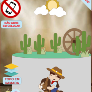 ARQUIVO de Corte Topo de Bolo  Country Cowboy Menino - 15