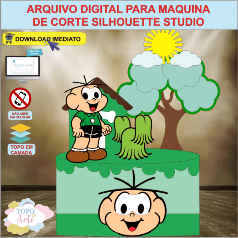 ARQUIVO de Corte Topo de Bolo Turma da Monica Apresenta Cebolinha - 05