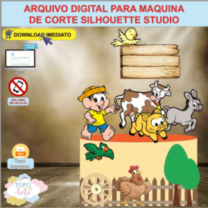 ARQUIVO de Corte Topo de Bolo Turma da Monica Apresenta Chico Bento - 07