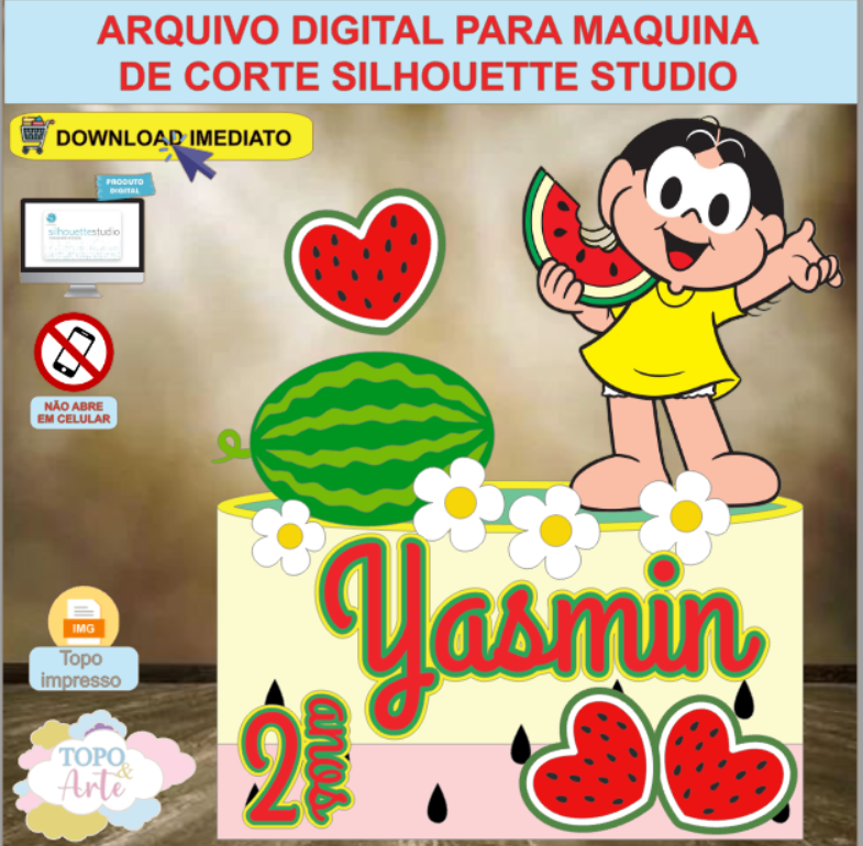 ARQUIVO de Corte Topo de Bolo Turma da Monica Apresenta Magali - 08