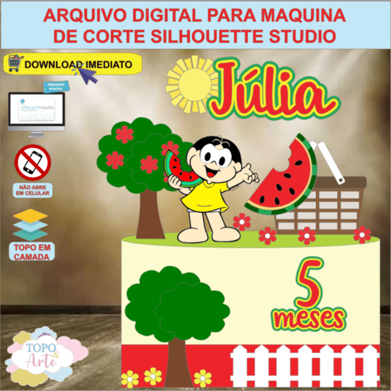 ARQUIVO de Corte Topo de Bolo Turma da Monica Apresenta Magali - 11