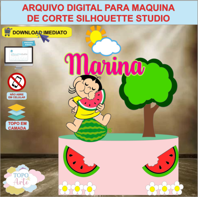 ARQUIVO de Corte Topo de Bolo Turma da Monica Apresenta Magali - 14