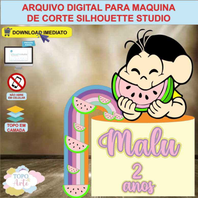 ARQUIVO de Corte Topo de Bolo Turma da Monica Apresenta Magali - 16