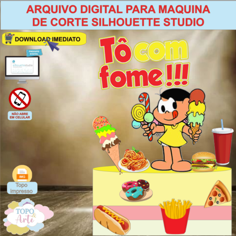 ARQUIVO de Corte Topo de Bolo Turma da Monica Apresenta Magali Eu To com Fome- 12