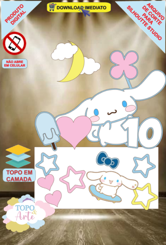 ARQUIVO de Corte Topo de Bolo Hello Kitty Cinnamoroll - 03