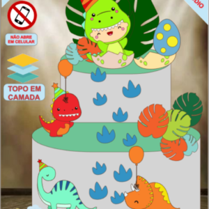 ARQUIVO de Corte Topo de Bolo  Dinossauro - 44