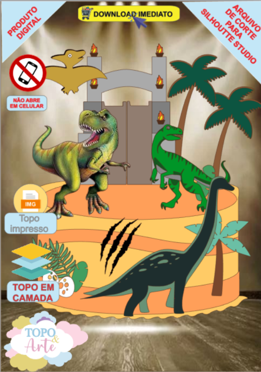 ARQUIVO de Corte Topo de Bolo Dinossauro - 46