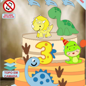ARQUIVO de Corte Topo de Bolo  Dinossauro - 53