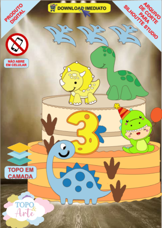 ARQUIVO de Corte Topo de Bolo Dinossauro - 53