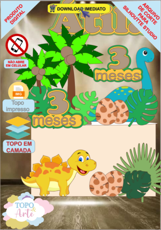 ARQUIVO de Corte Topo de Bolo Dinossauro - 58