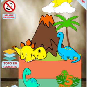 ARQUIVO de Corte Topo de Bolo  Dinossauro - 59